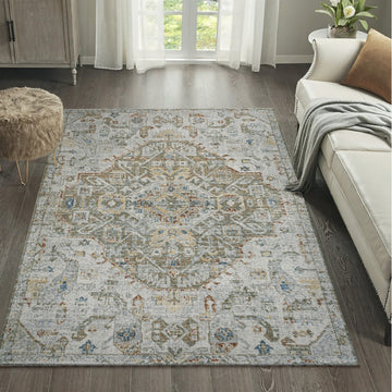 Shaemus Bohemian Medallion Low-Pile Machine-Washable Area Rug
